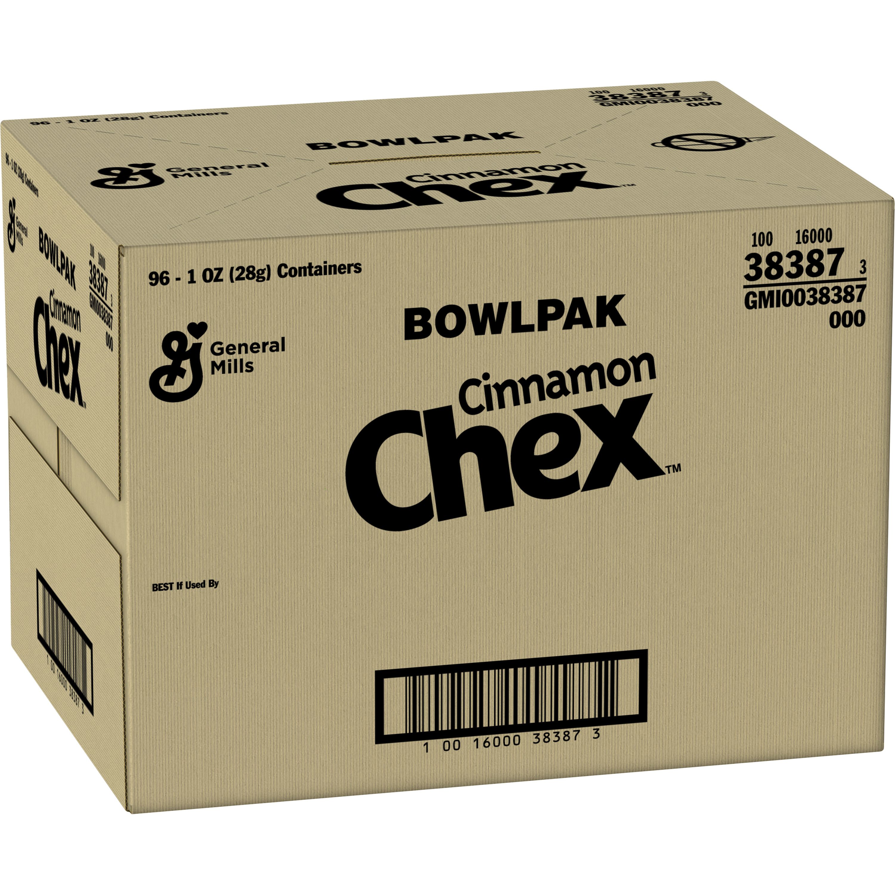 Case - Left Front 3D Cinnamon Chex(TM) Cereal Single Serve Bowlpak (96 ct) 1 oz