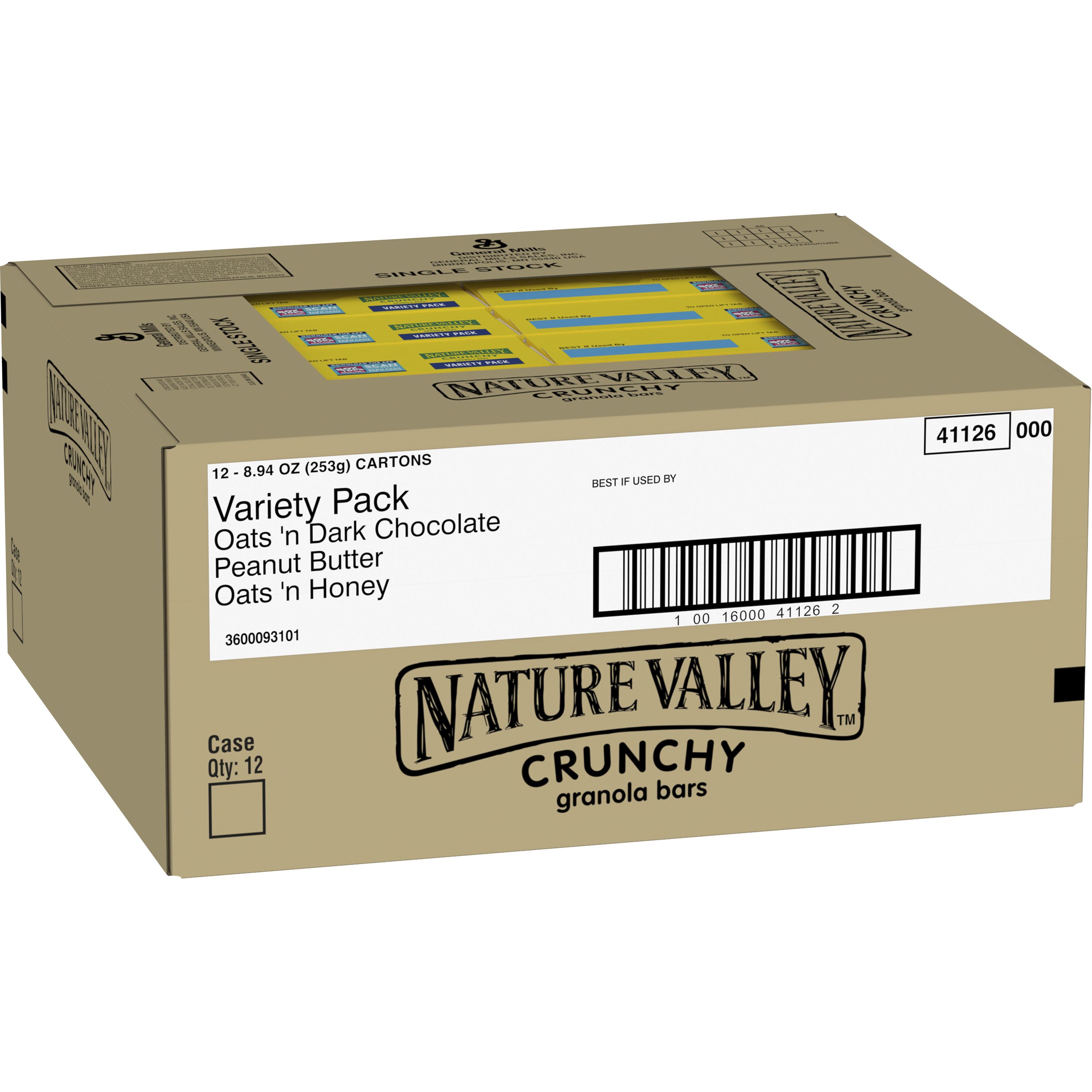 Case - Left Front 3D Nature Valley(TM) Crunchy Granola Bars Variety Pack (Double Bar) (6 ct) 1.49 oz