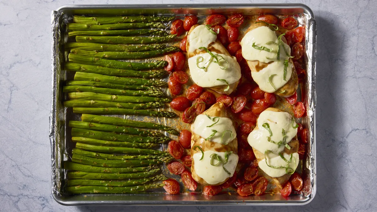  Sheet-Pan Caprese Chicken with Asparagus