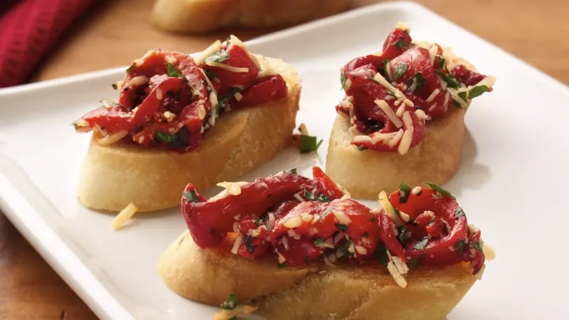 Roasted Red Bell Pepper Bruschetta