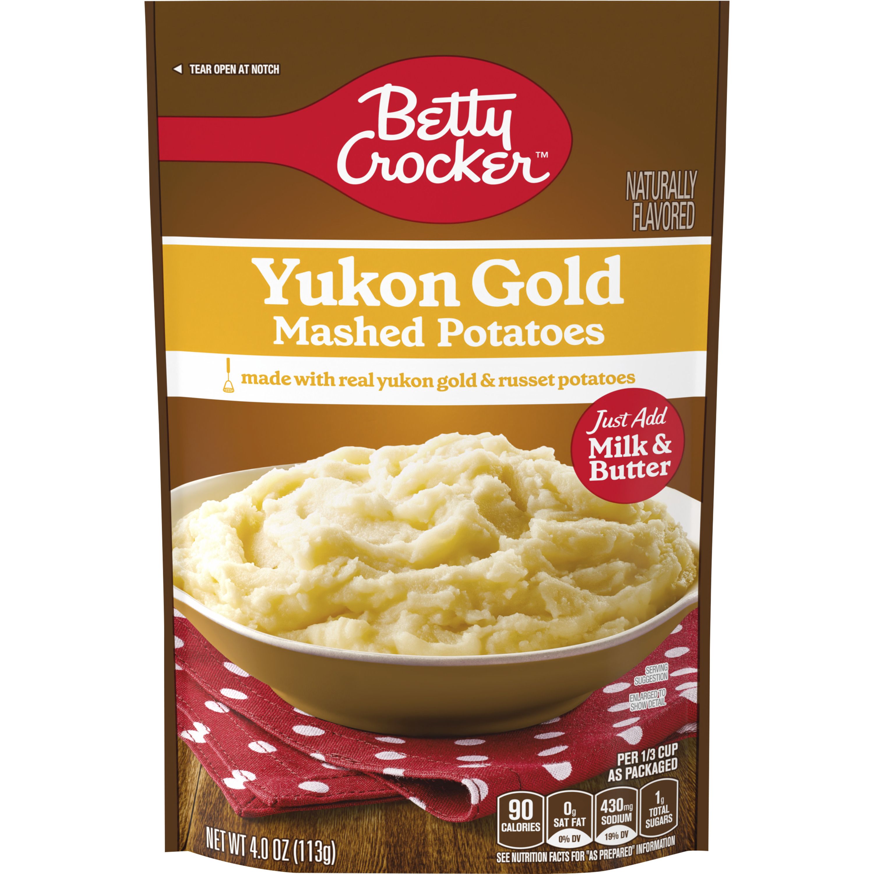 Betty Crocker Yukon Gold Mashed Potatoes, 4 ounces - Front