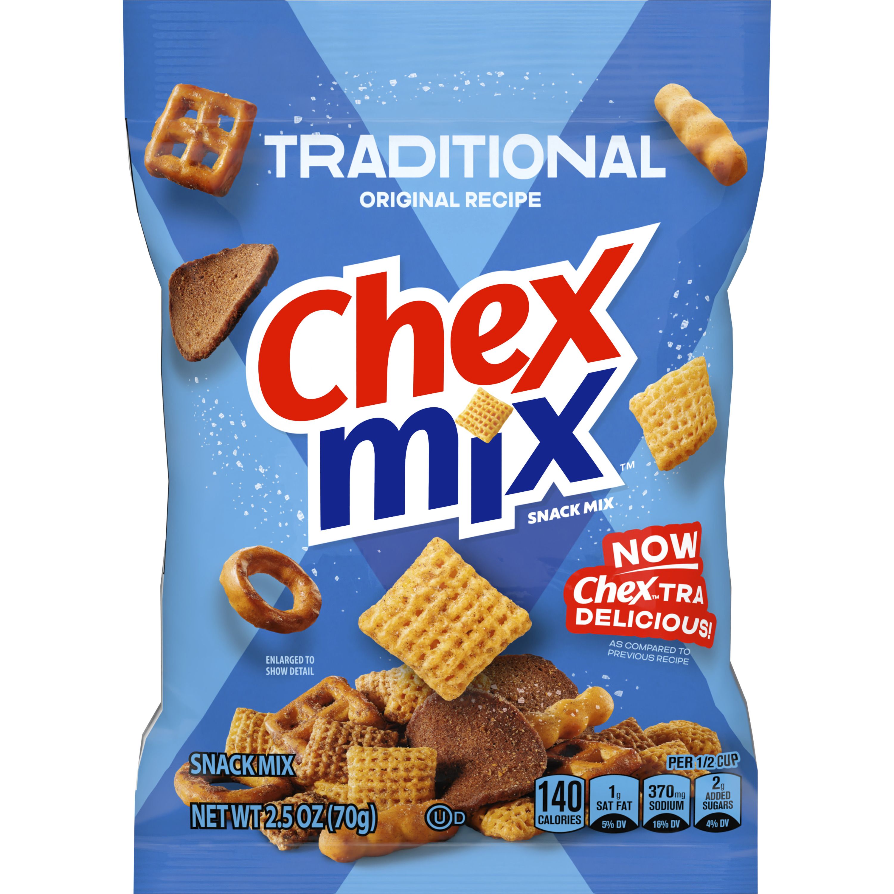 Front - 3D Chex Mix Snack Mix Single Serve Pouch Traditional 36/2.5 OZ