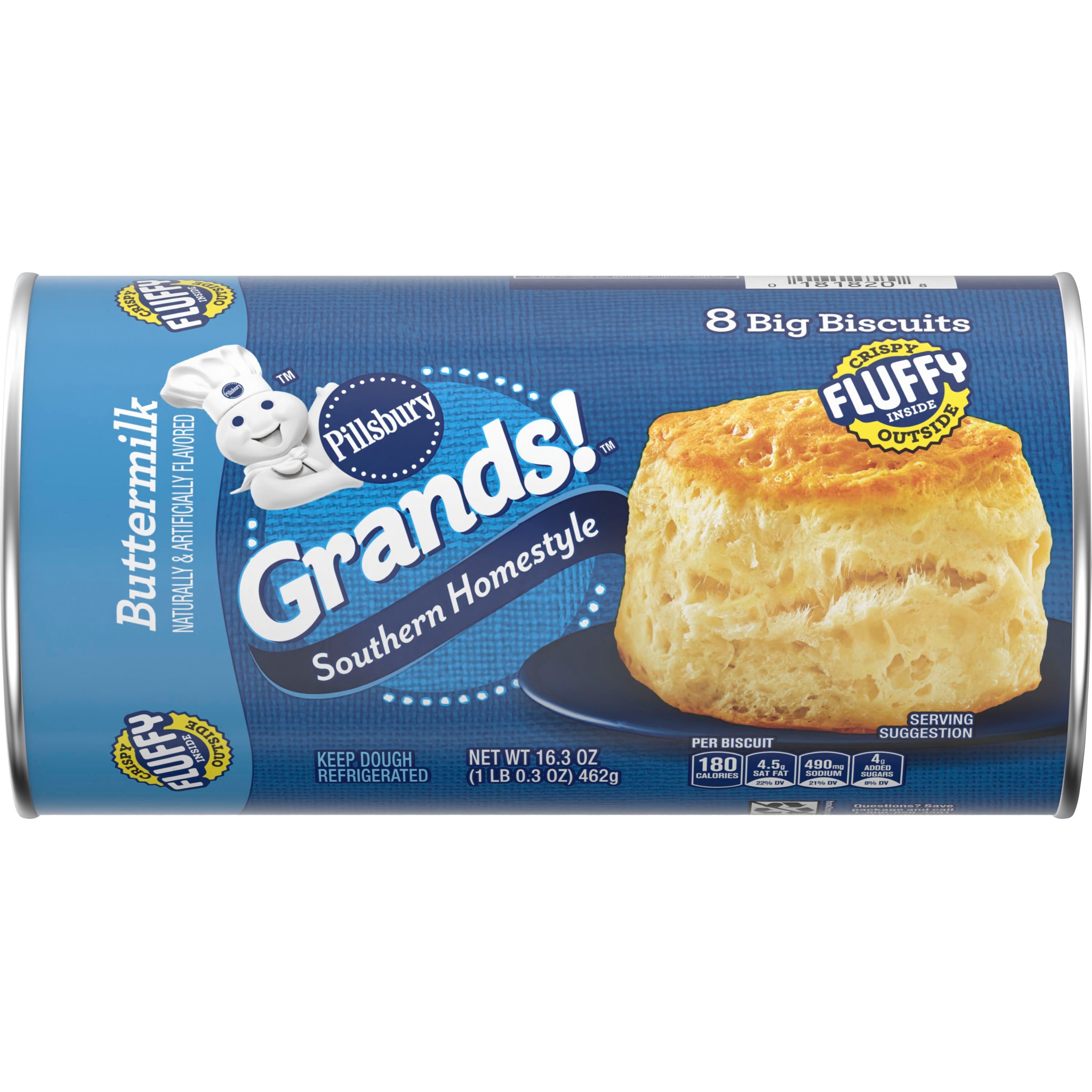 Pillsbury Grands! Southern Homestyle Buttermilk Refrigerated Biscuit Dough, 8 Biscuits, 16.3 oz - Front