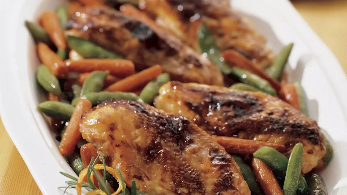 Orange-Hoisin Glazed Roasted Chicken and Vegetables