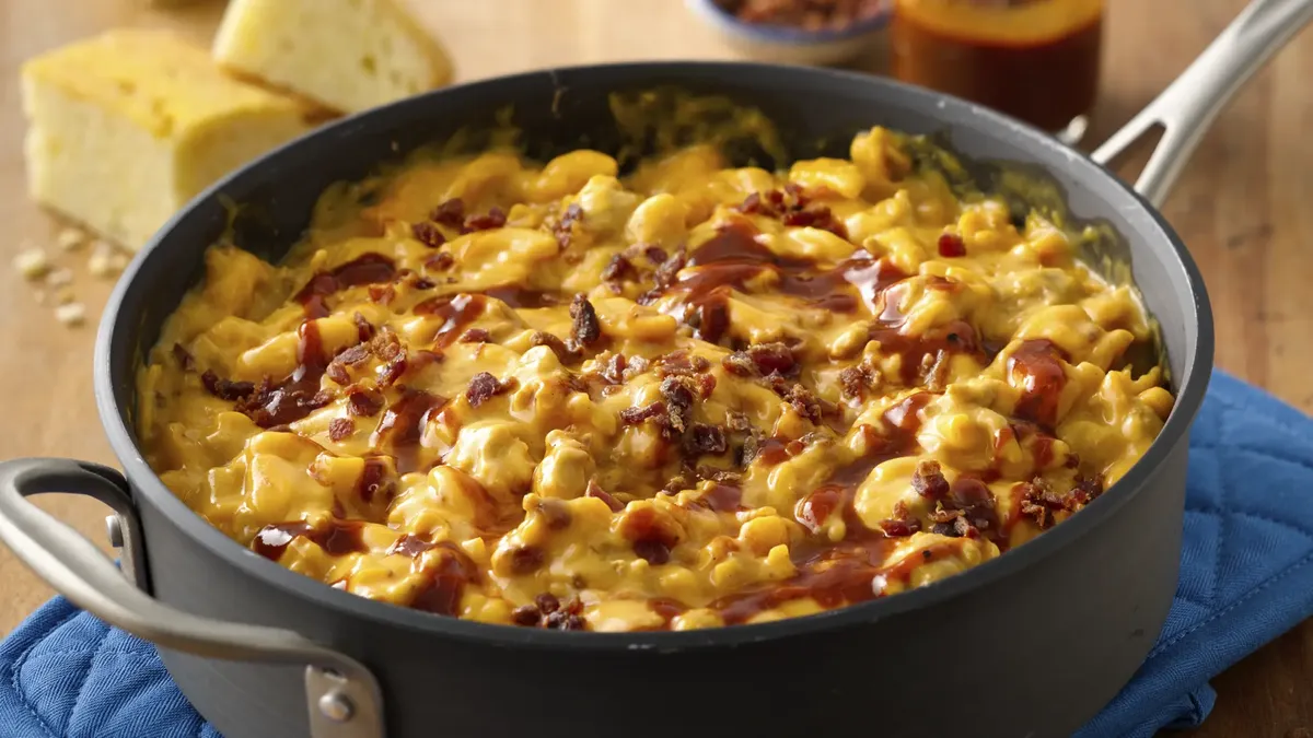 One Pot BBQ Cheeseburger Pasta