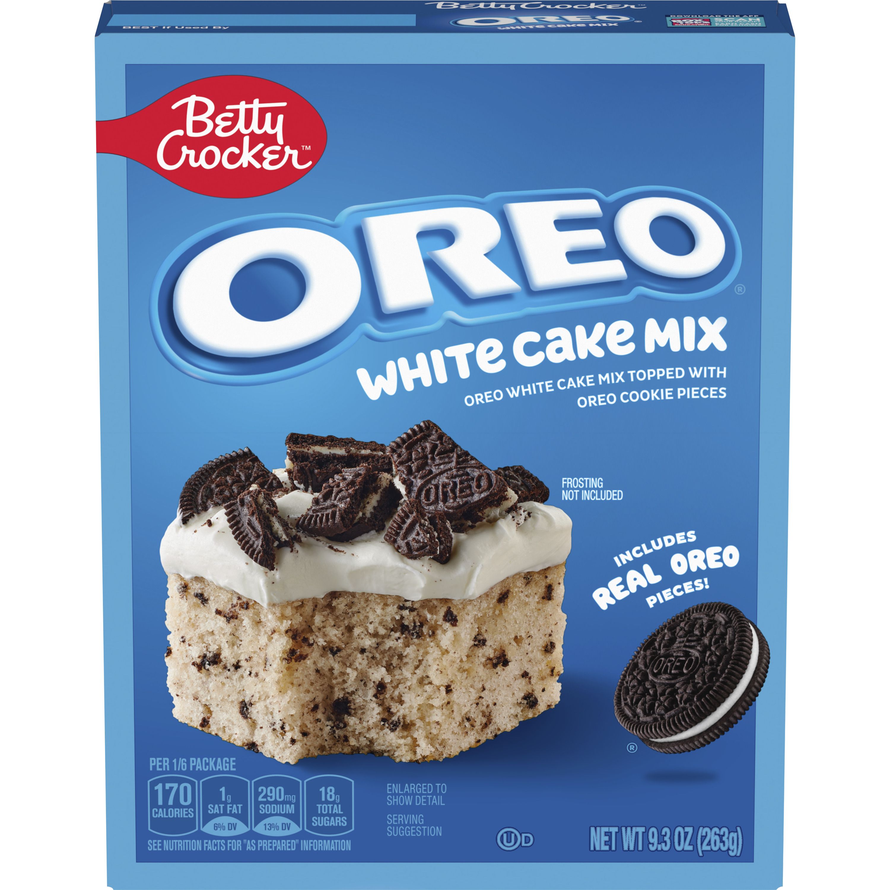Betty Crocker OREO White Cake Mix, White Cake Baking Mix With OREO Cookie Pieces, 9.3 oz - Front