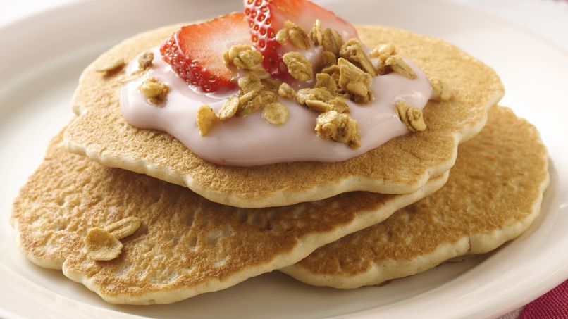 Yogurt-Topped Granola Pancakes