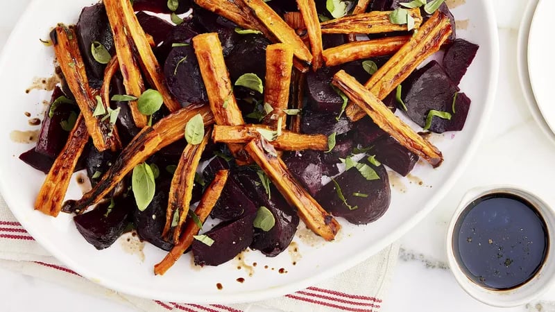 Honey-Balsamic Glazed Roasted Beets & Carrots