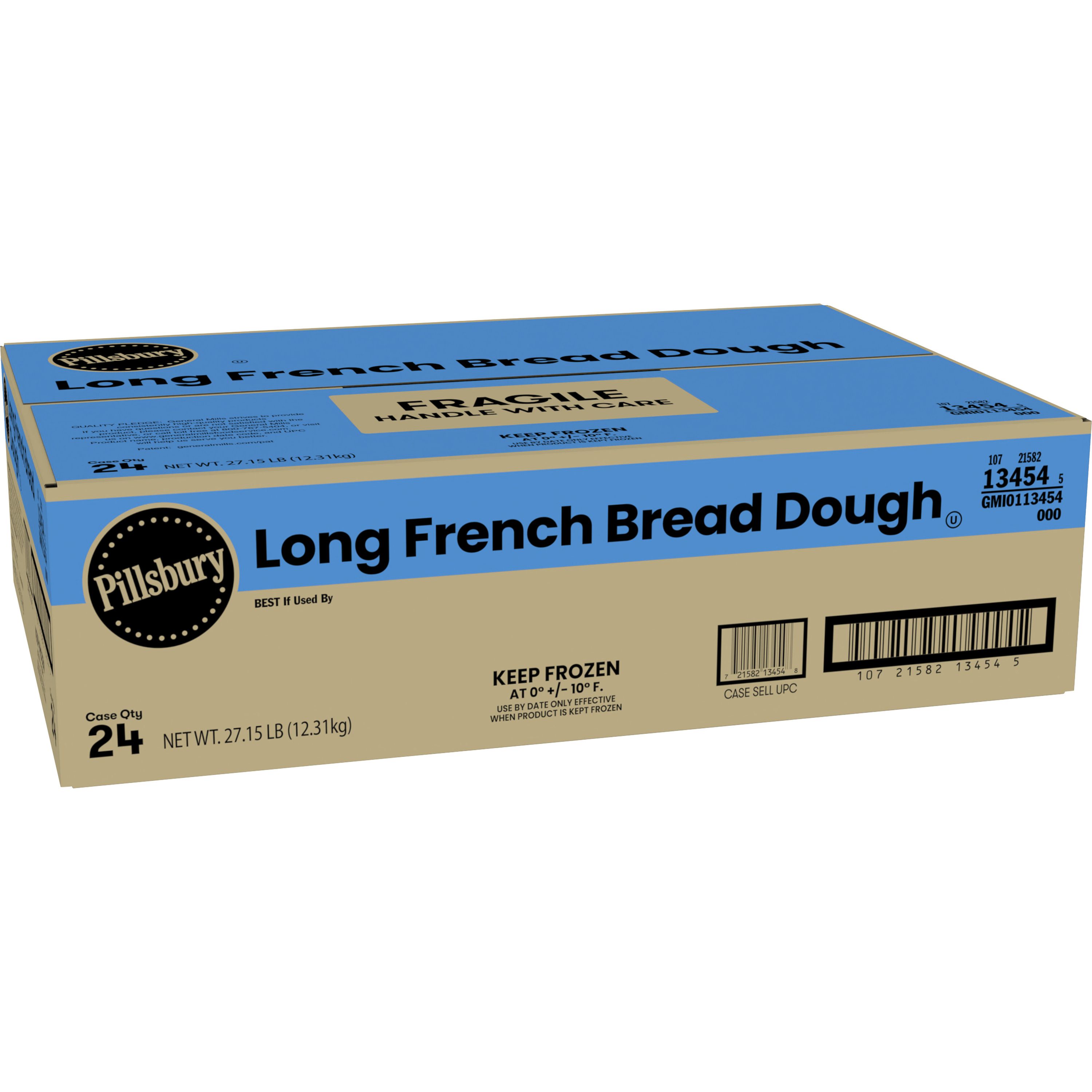 Case - Left Front 3D Pillsbury™ Long French Bread Dough 24 Count