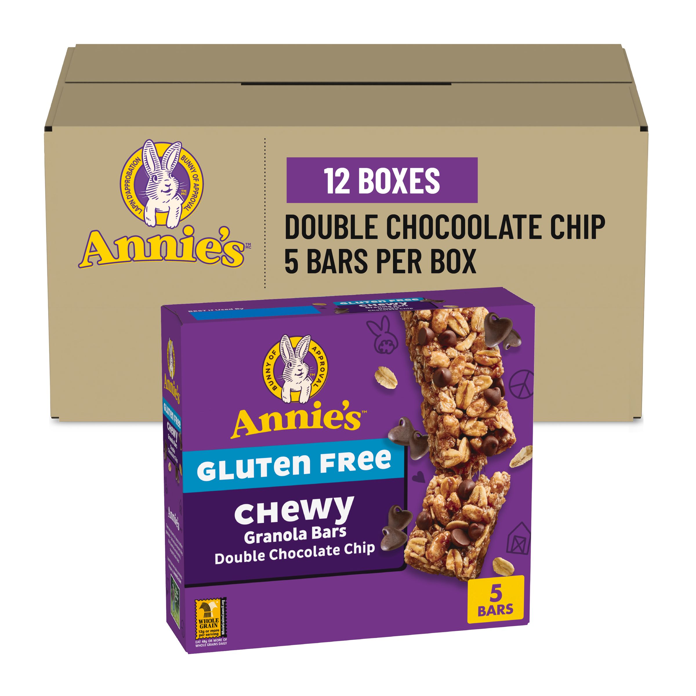  Case Optimized Hero Annie's(TM) Gluten Free Granola Bars Double Chocolate Chip (5 ct) 0.98 oz