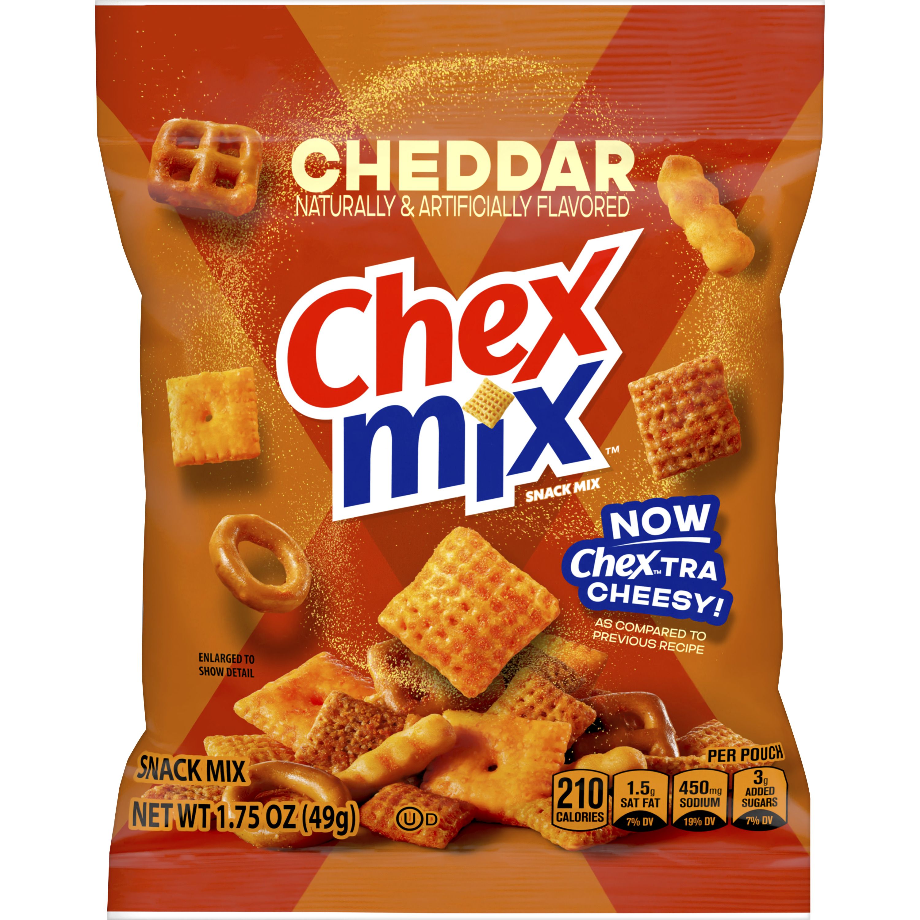 Front - 3D Chex Mix Snack Mix Single Serve Pouch Cheddar 60/1.75 OZ