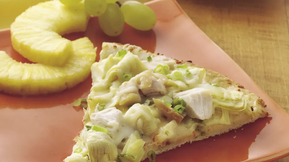 Cheesy Chicken and Artichoke Pizza