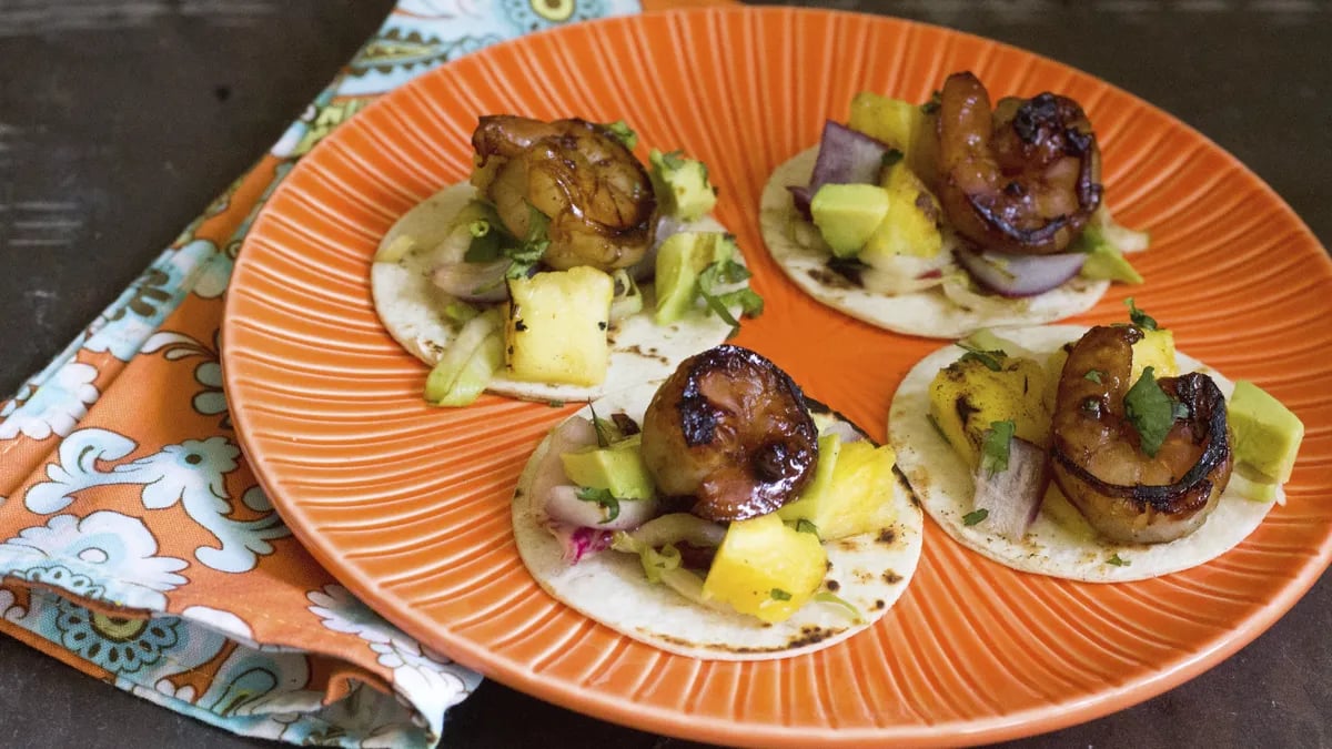 Mini Pineapple Rum Shrimp Tostadas