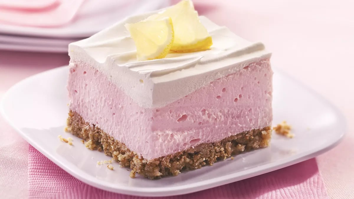 Fluffy Pink Lemonade Dessert with Pretzel Crust