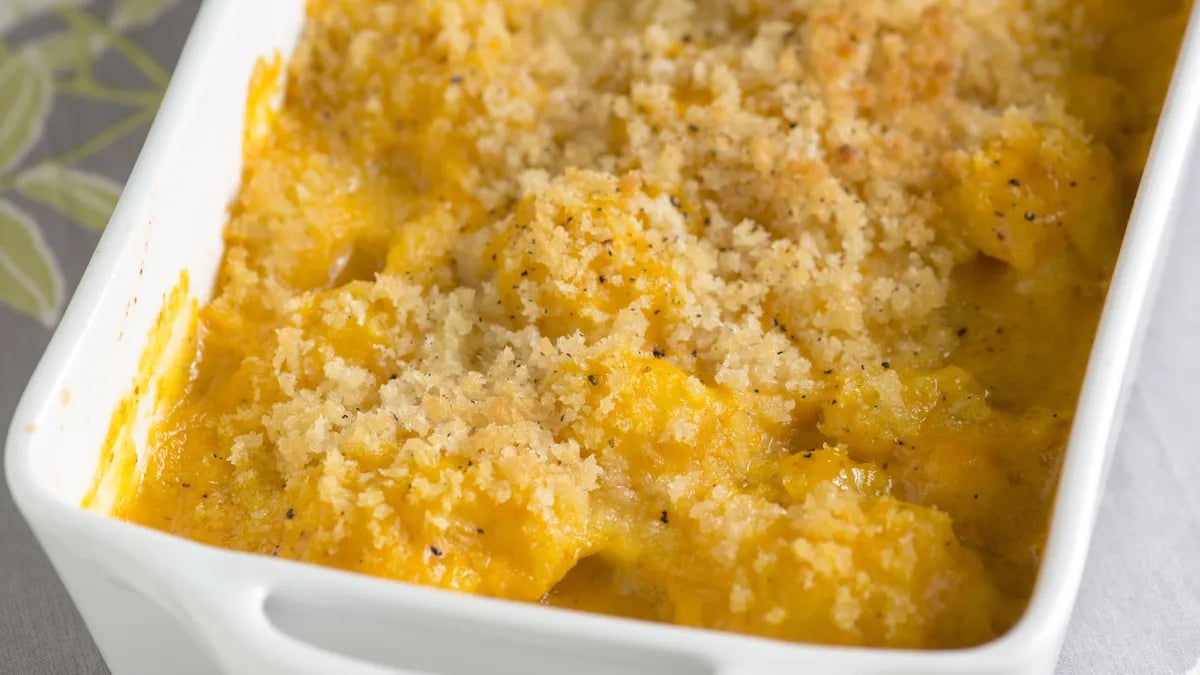 Cheesy Pumpkin Cauliflower Gratin