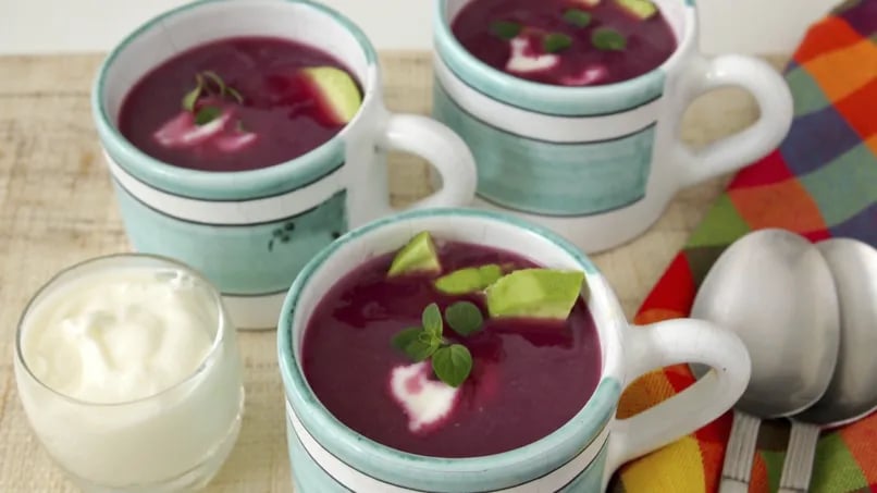 Red Cabbage Soup with Avocado