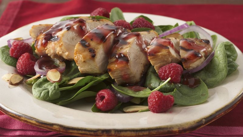 Grilled Chicken and Raspberry-Spinach Salad