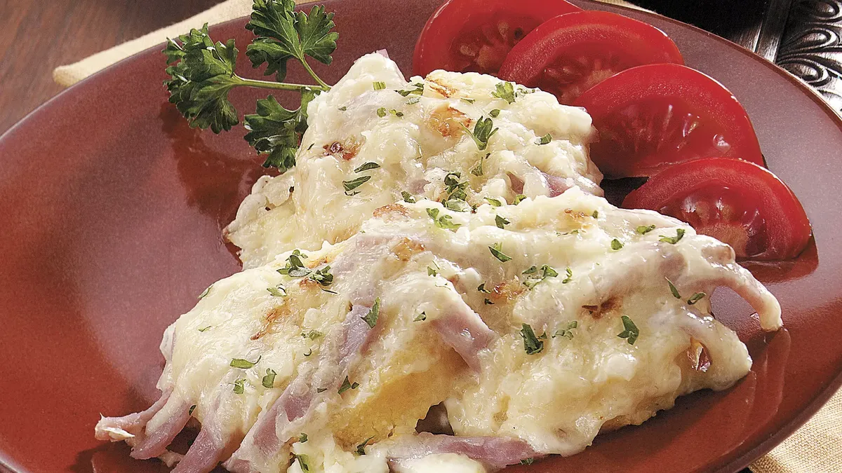 Cheesy Polenta and Ham Gratin