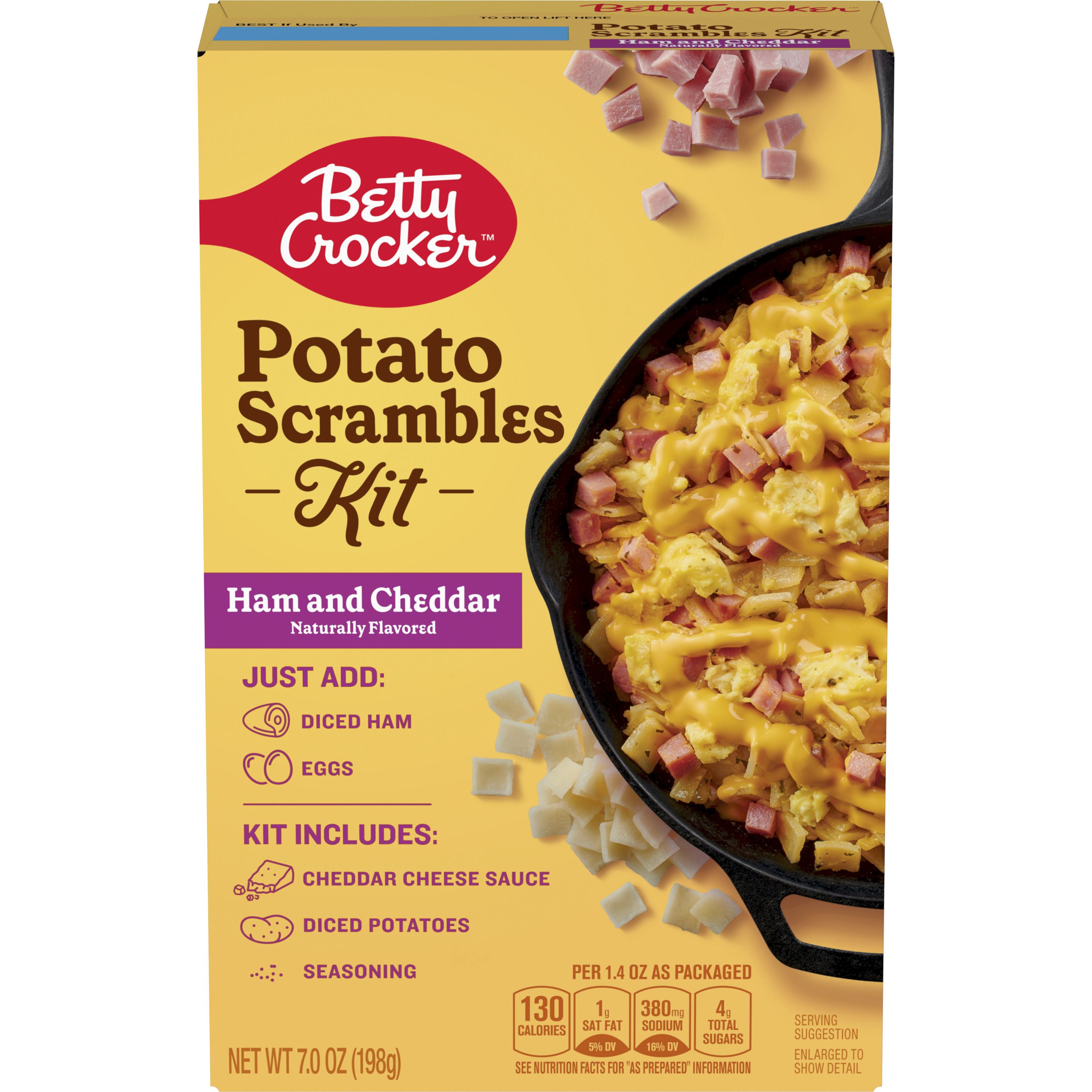 Betty Crocker Potato Scrambles Kit, Ham and Cheddar, 7 oz. - Front