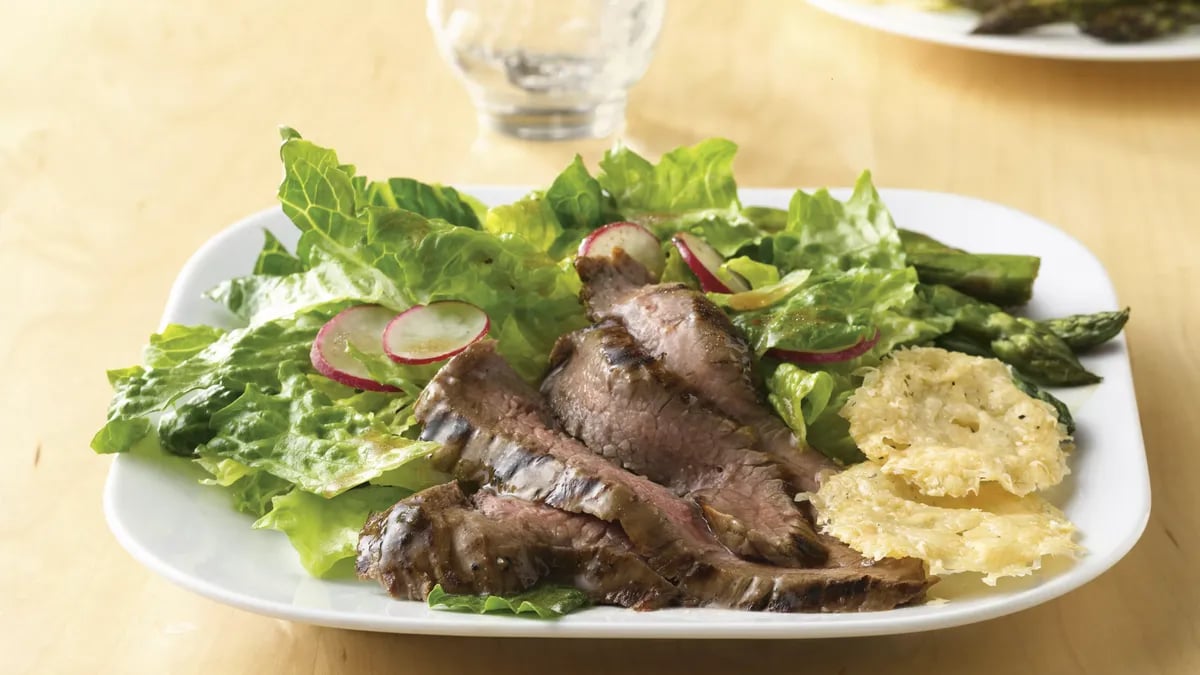 Grilled Flank Steak Salad with Parmesan Crisps