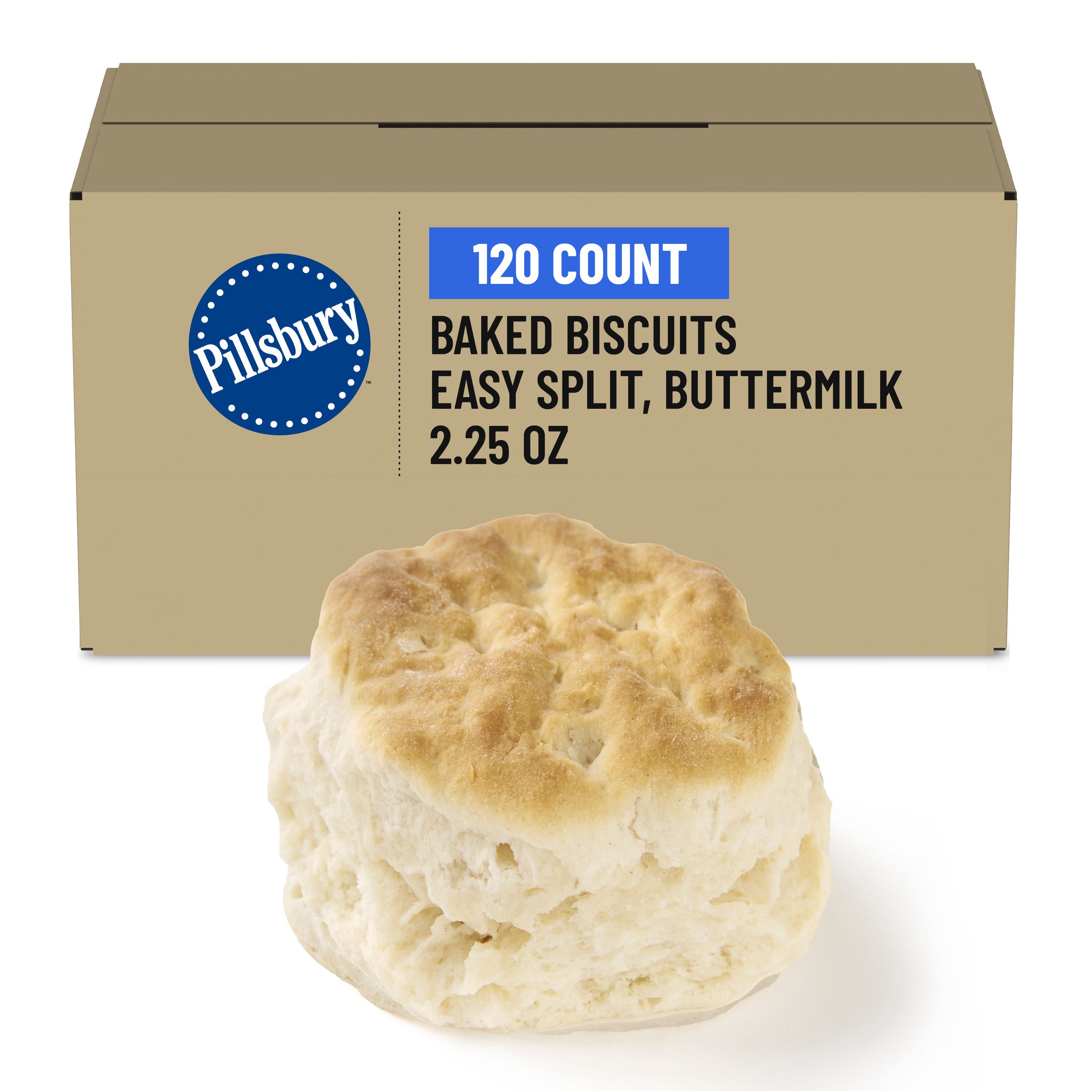  Case Optimized Hero Pillsbury Frozen Baked Biscuits Bulk Easy Split Buttermilk 120/2.25 OZ