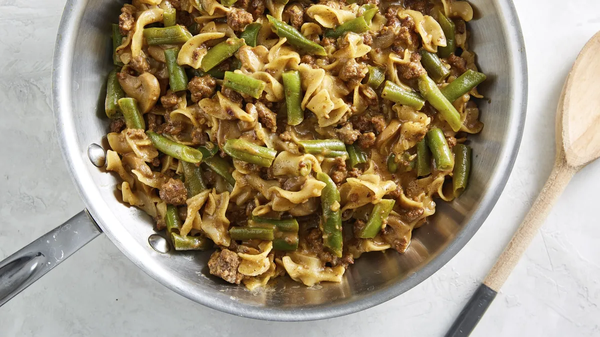 Green Bean and Beef Pasta Supper