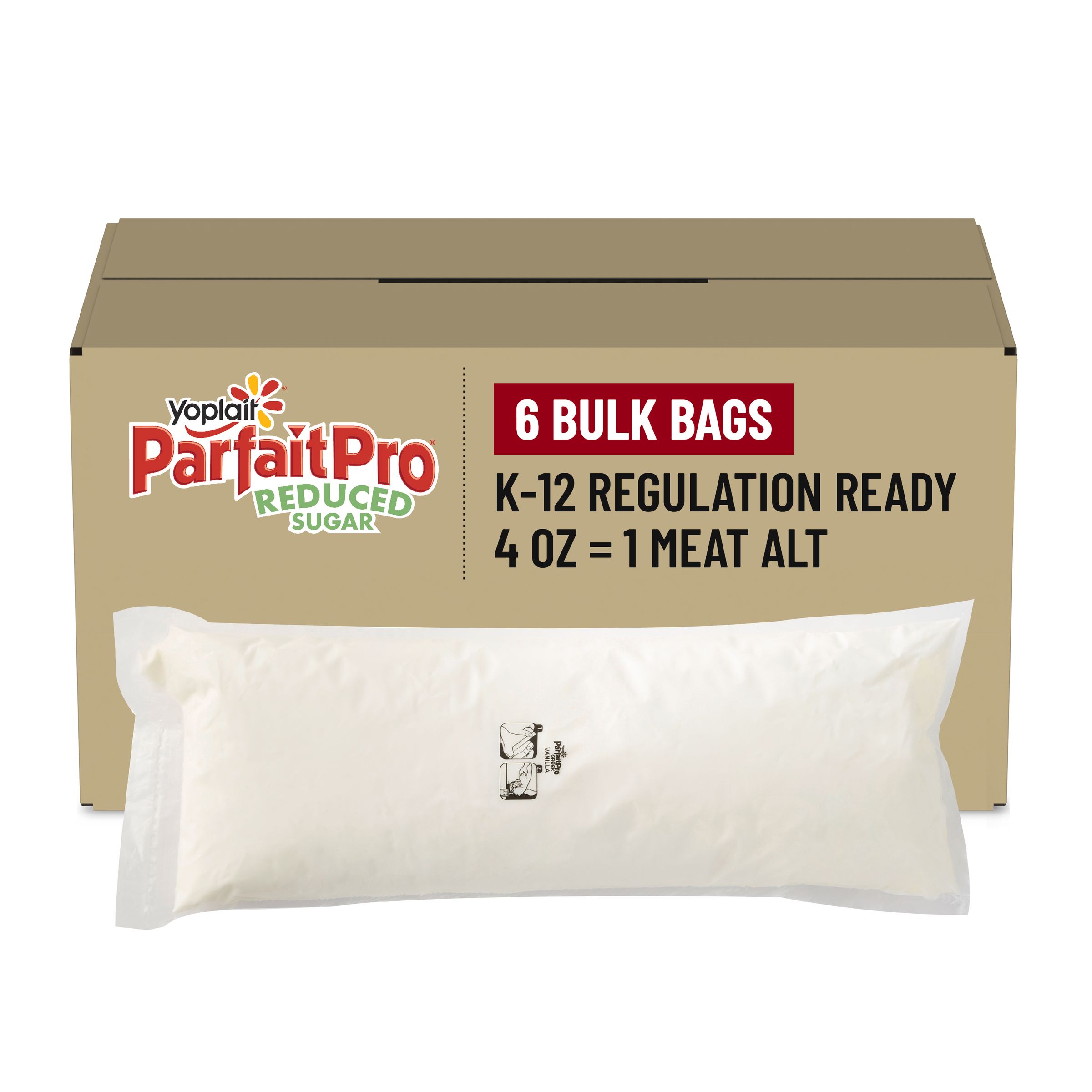  Case Optimized Hero Yoplait ParfaitPro Gluten Free Yogurt Bulk Bag Reduced Sugar Vanilla 6/64 OZ