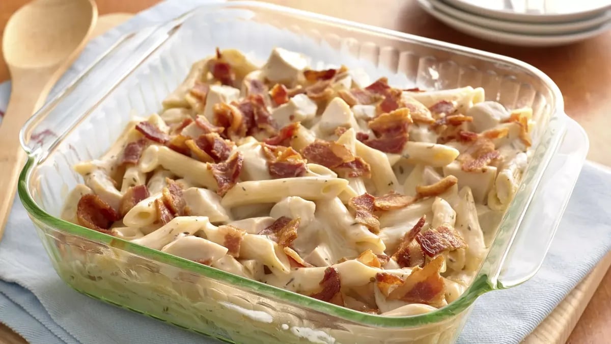 Chicken-Bacon Alfredo Penne Casserole