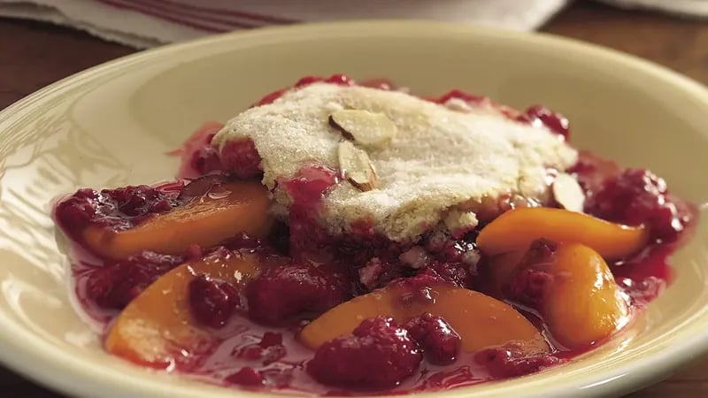 Peach Melba Cobbler