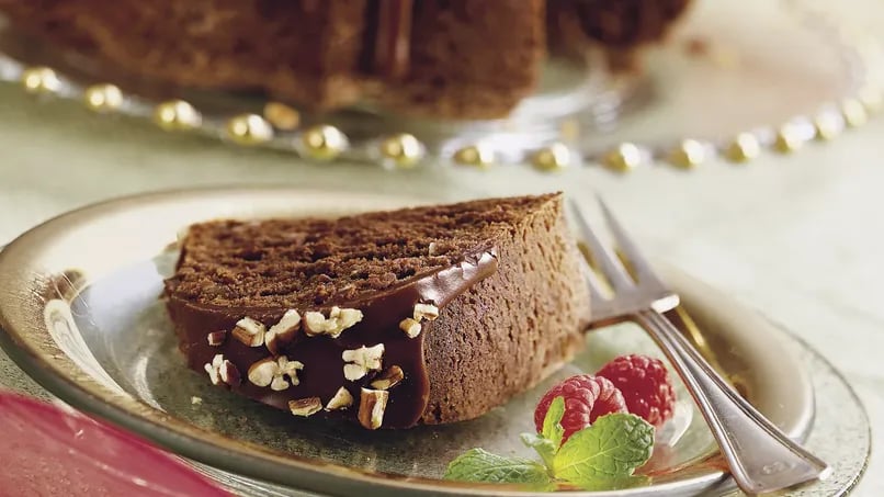 Chocolate Pecan Bourbon Cake