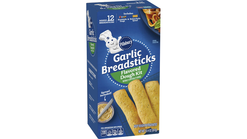 Pillsbury Garlic Breadsticks, Flavored Dough Kit, Refrigerated Canned ...