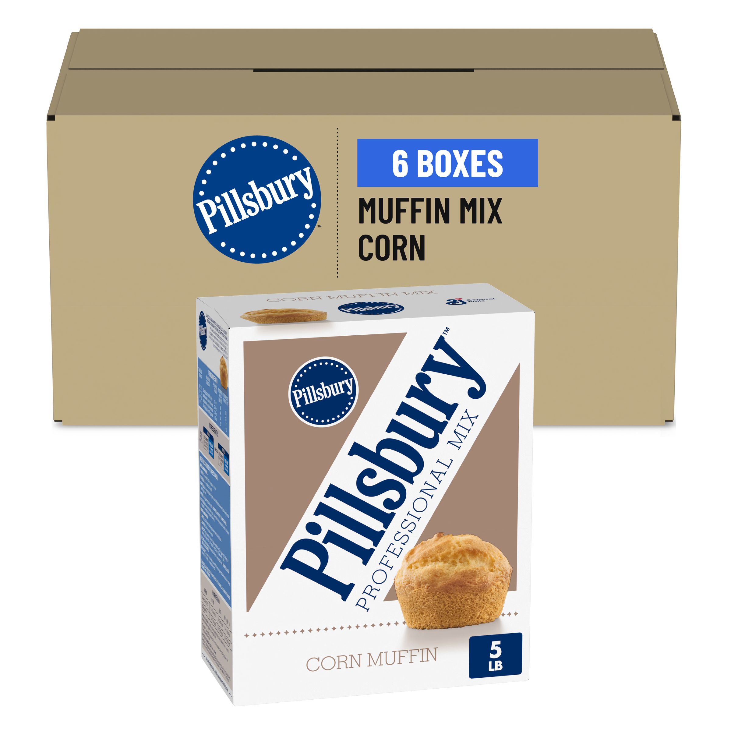  Case Optimized Hero Pillsbury Muffin Mix Box Corn 6/5 LB