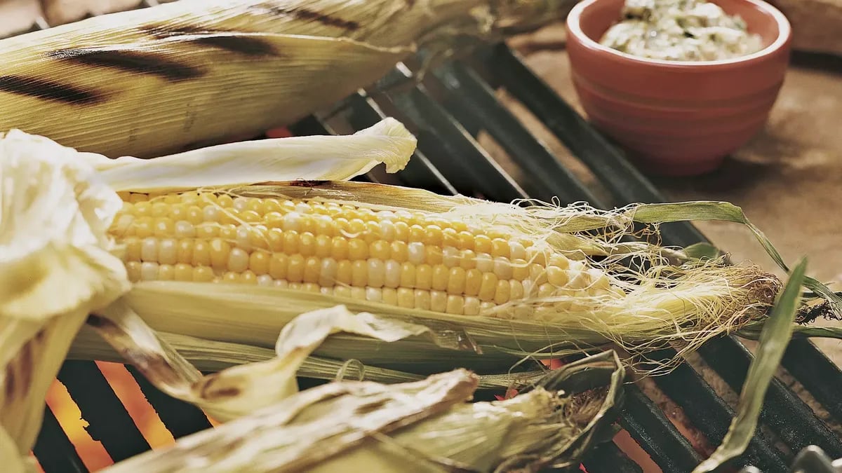 Grilled Corn with Garlic-Cilantro Butter