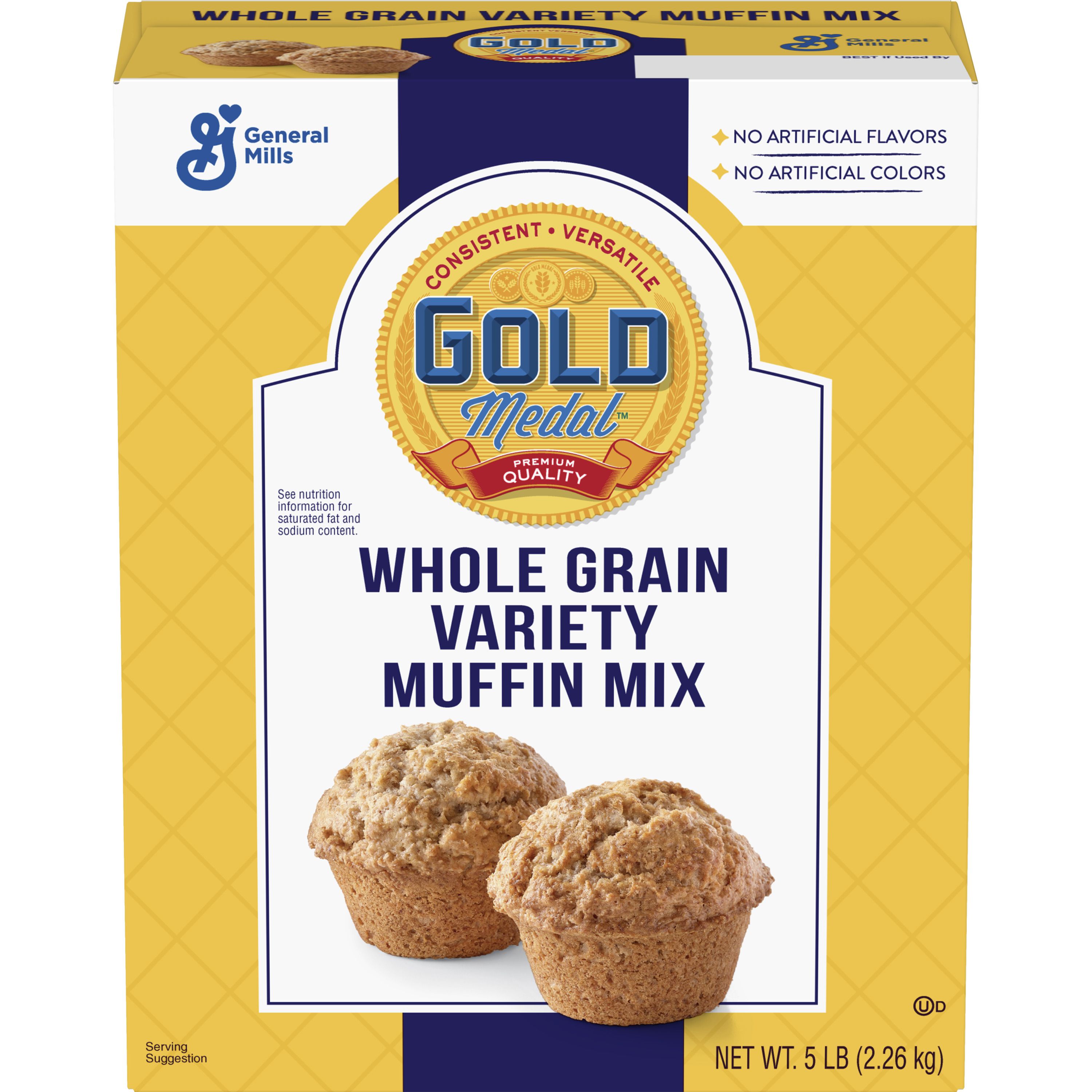 Front - 3D Gold Medal Muffin Mix Box Whole Grain Variety 6/5 LB