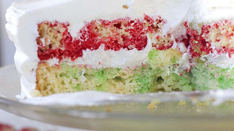 Raspberry Lime Poke Cake