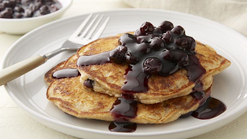 Buttermilk Blueberry Oat Flour Pancakes