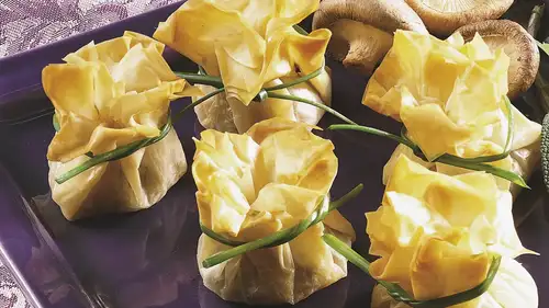 Wild Mushroom Stuffed Phyllo Bundles