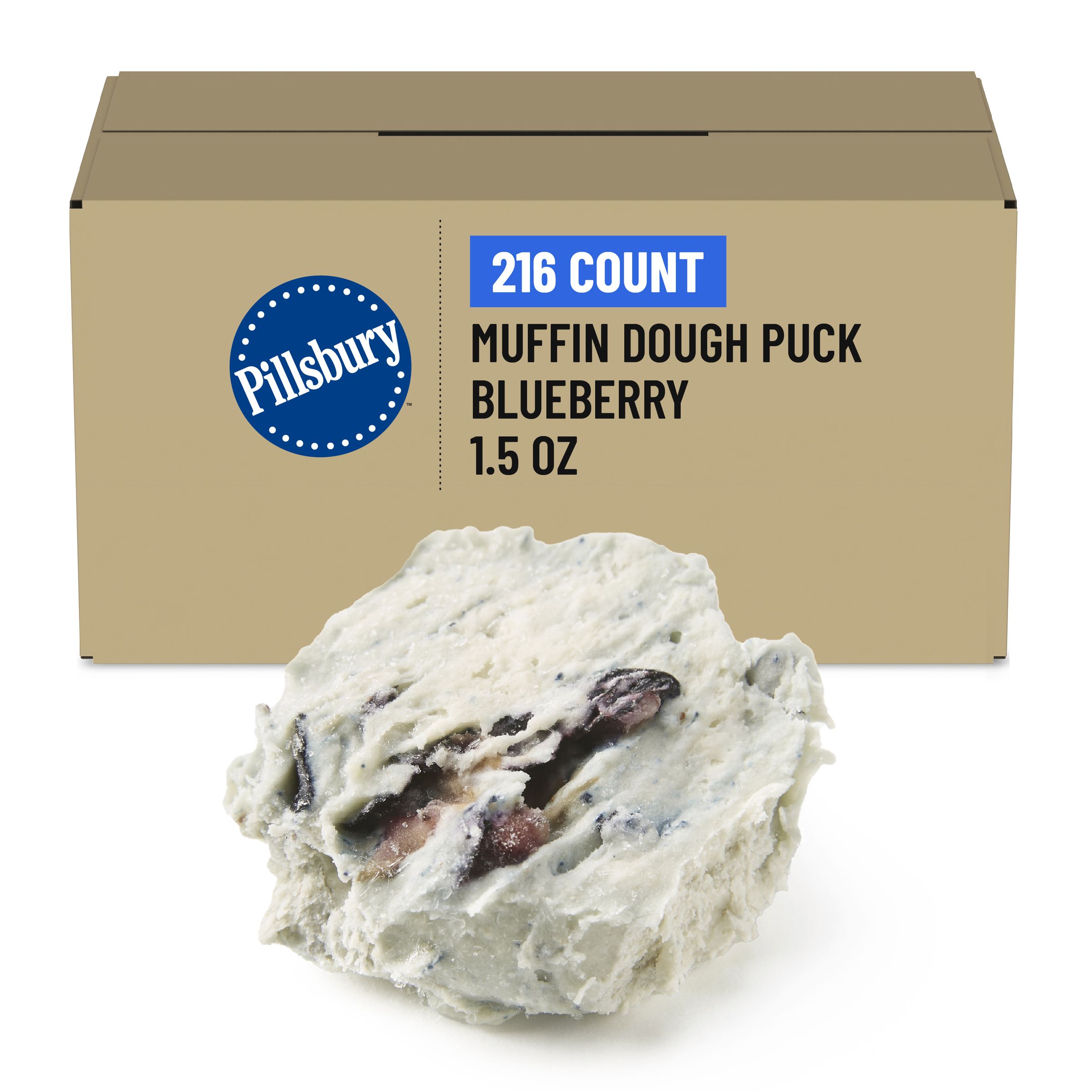  Case Optimized Hero Pillsbury Frozen Muffin Dough Puck Bulk Place & Bake Blueberry 216/1.5 OZ