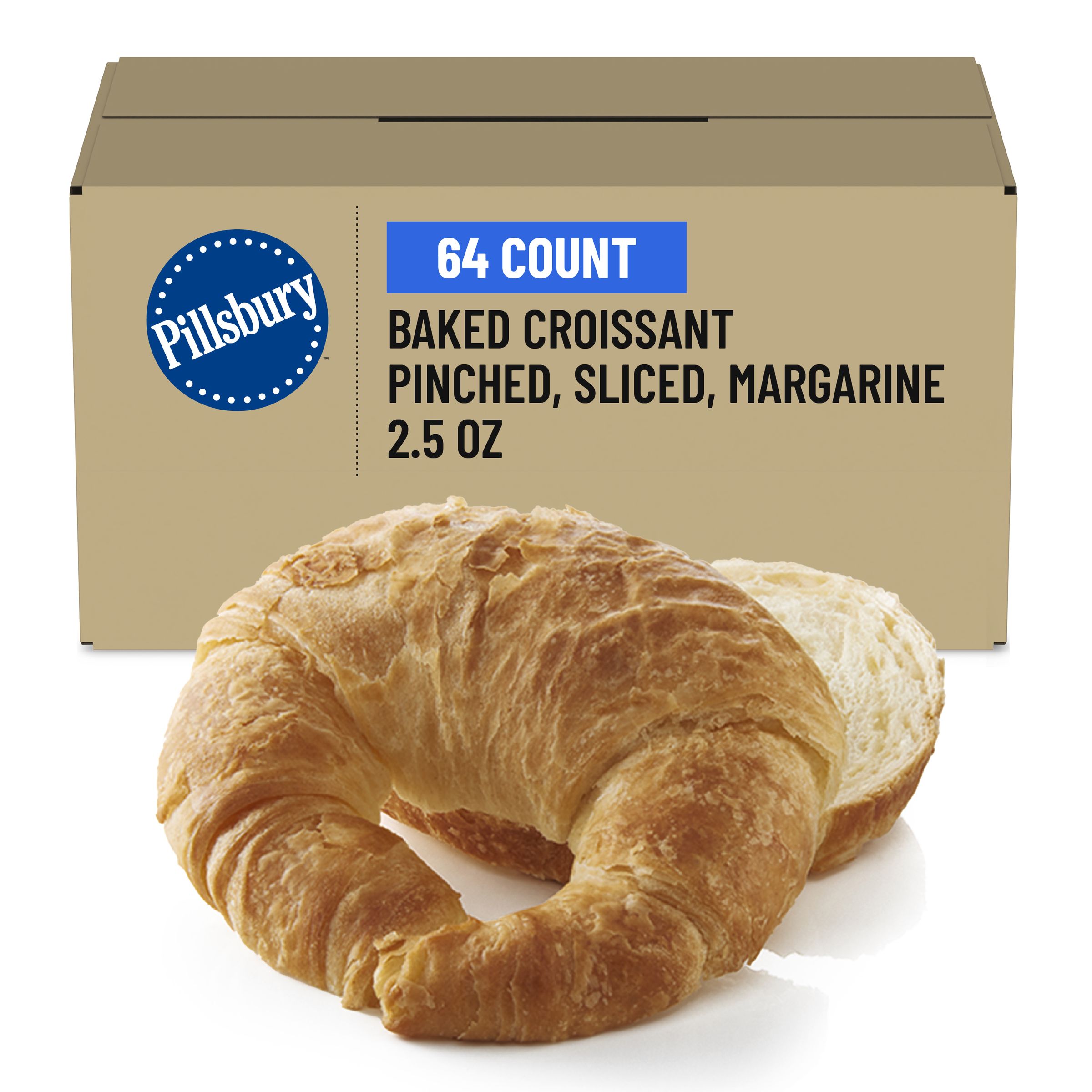  Case Optimized Hero Pillsbury Frozen Baked Croissant Bulk Pinched Sliced Plain 64/2.5 OZ