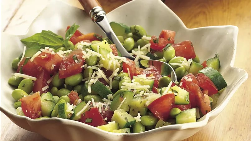 Zucchini with Edamame and Tomatoes