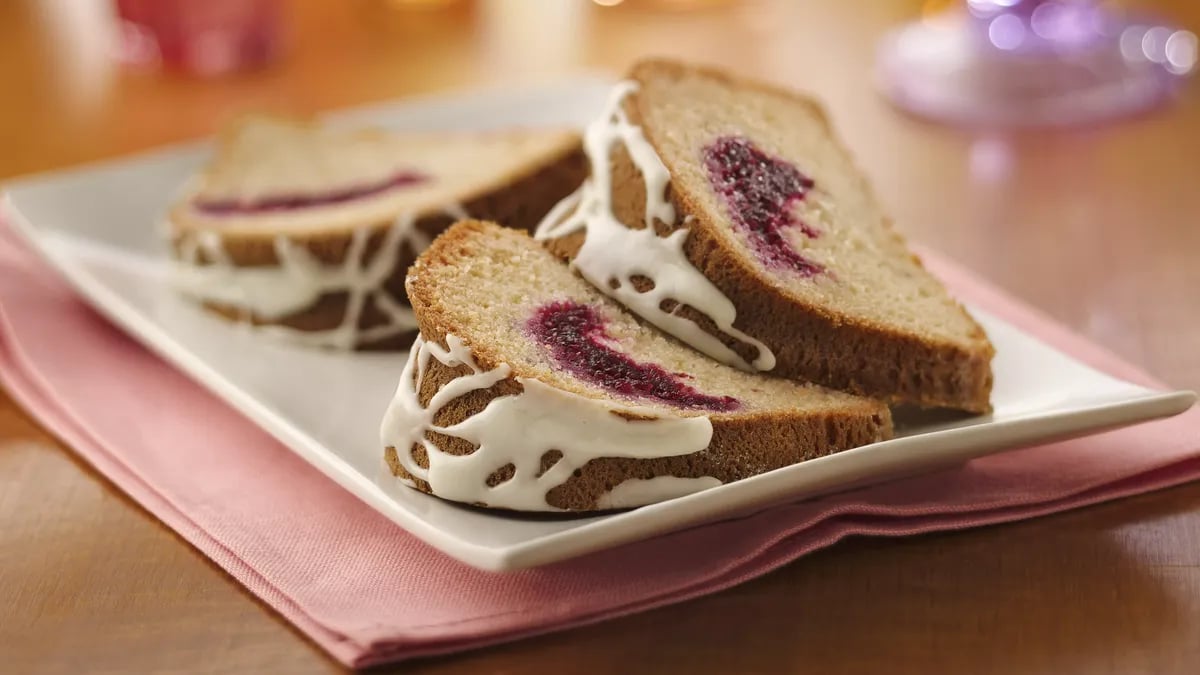 Cranberry-Filled Sour Cream Coffee Cake with Orange Glaze