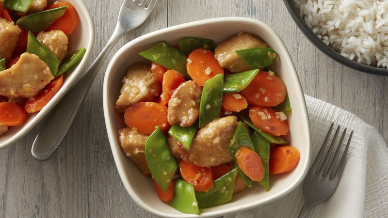 Orange Chicken with Snow Peas and Carrots (Cooking for 2)