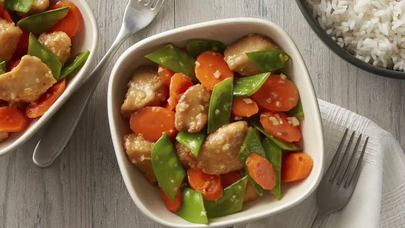 Orange Chicken with Snow Peas and Carrots (Cooking for 2)