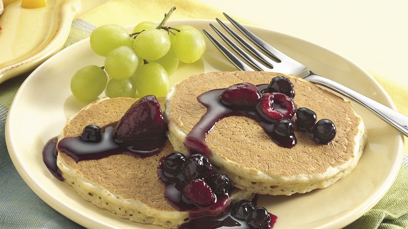 Easy Oatmeal Pancakes with Mixed Berry Topping
