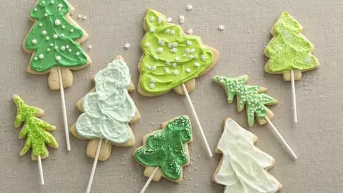 Christmas Tree Cookie Pops 