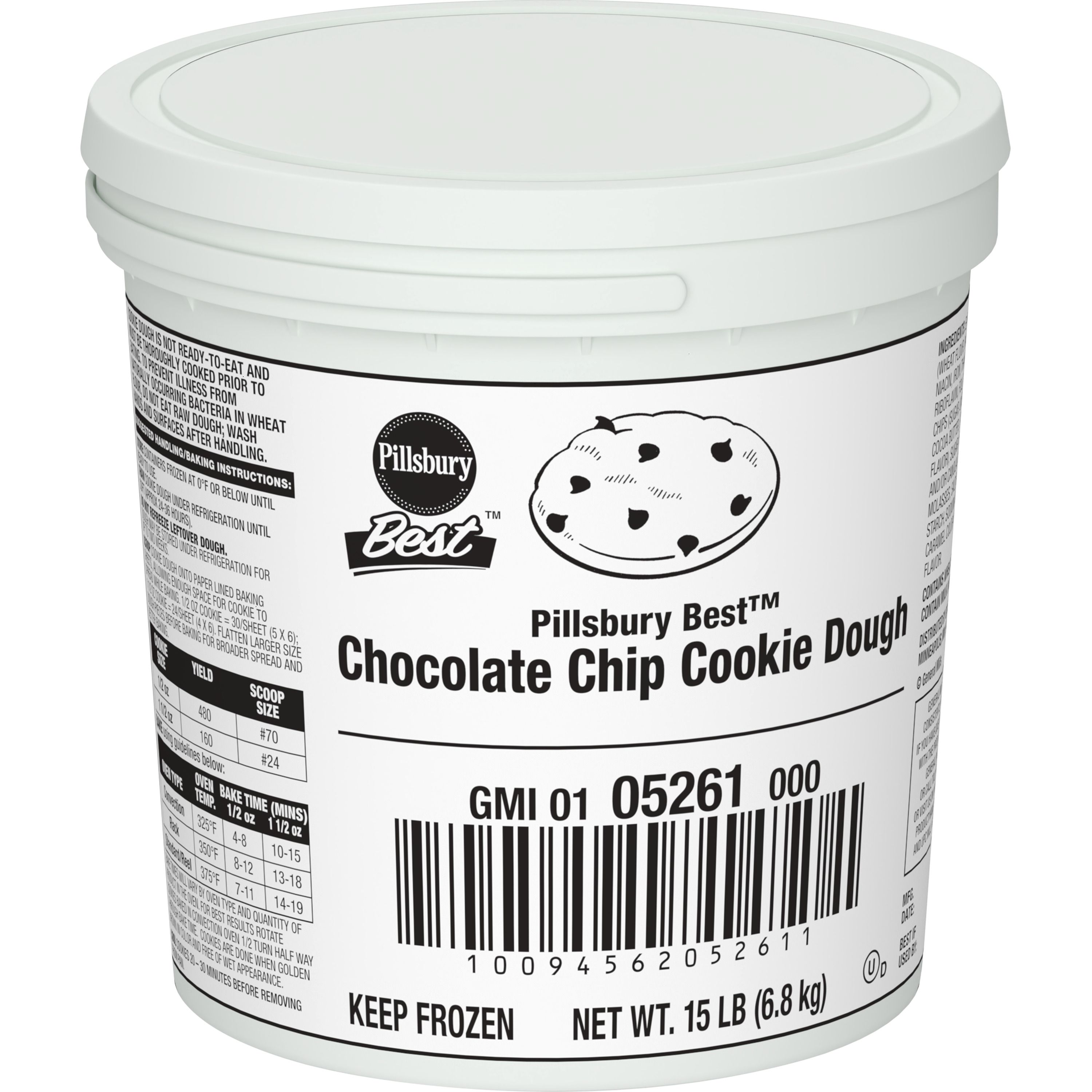 Case - Left Front 3D Pillsbury Best(TM) Frozen Cookie Dough Pail Chocolate Chip 15 lb