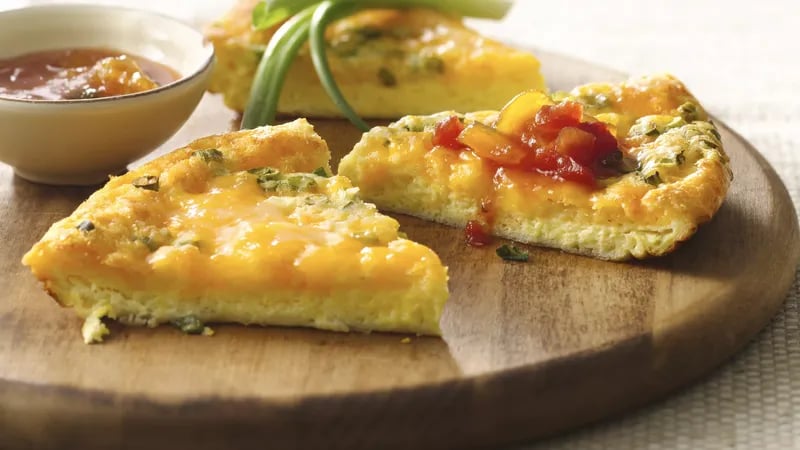 Baked Puffy Cheese Omelet with Peach Salsa