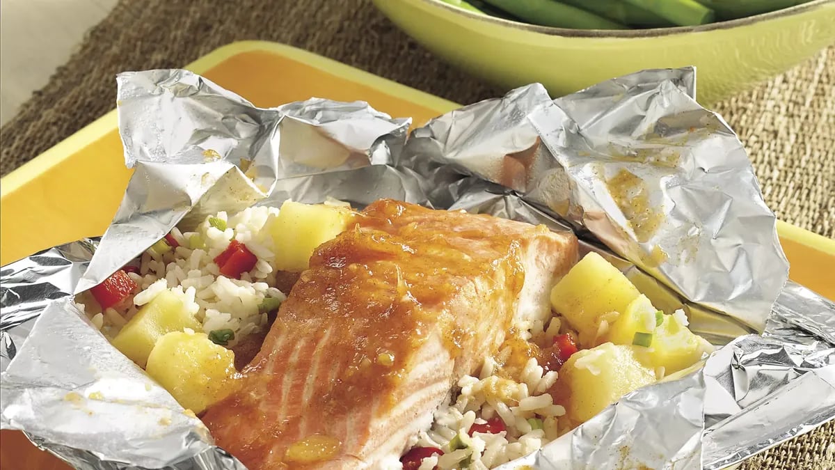 Grilled Caribbean Salmon Packs