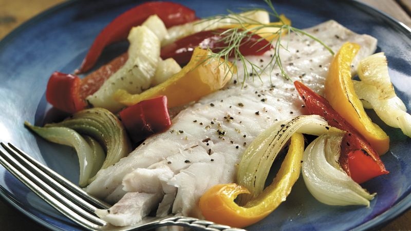 Roasted Snapper with Fennel and Bell Peppers