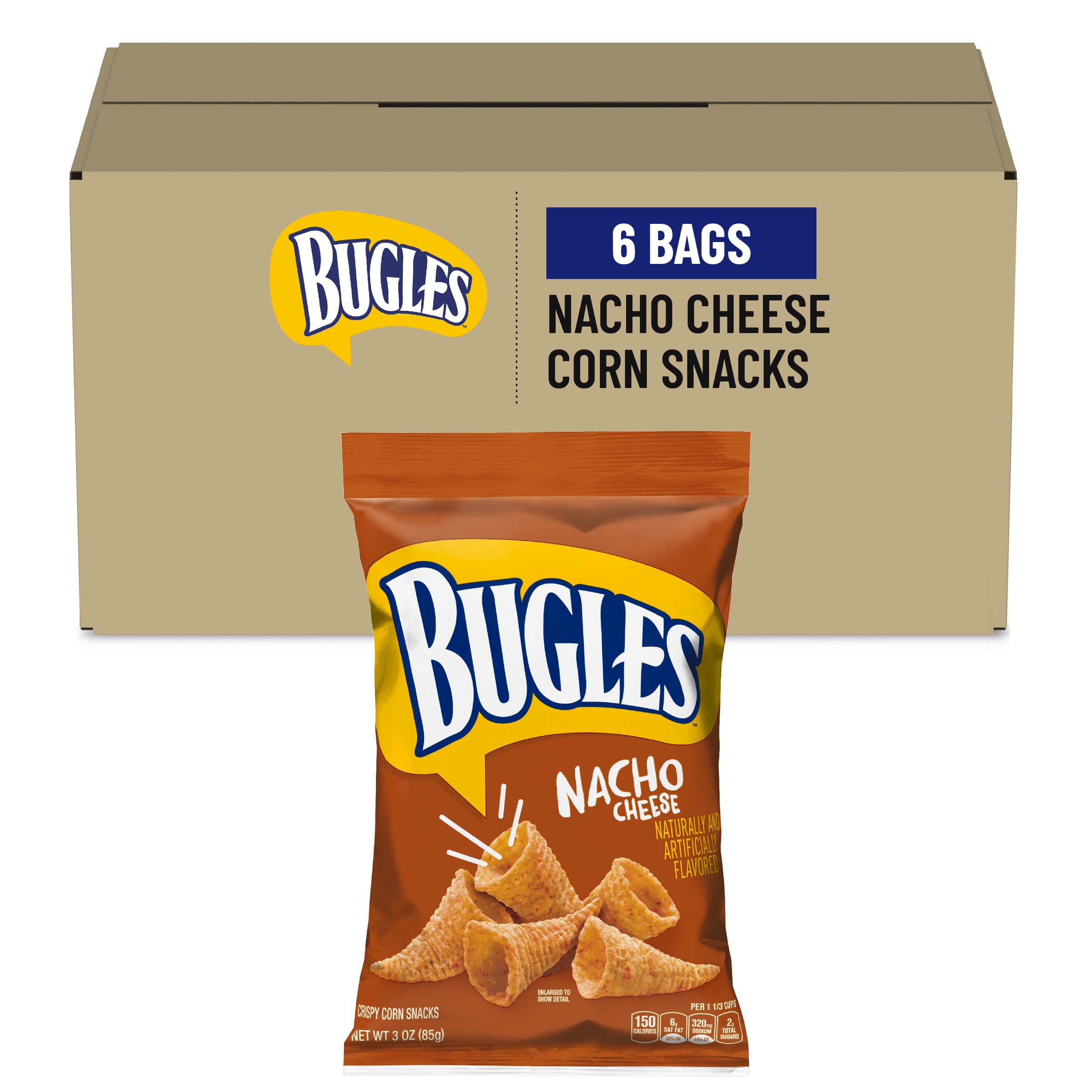  Case Optimized Hero Bugles Salty Snack Bag Nacho Cheese 6/3 OZ